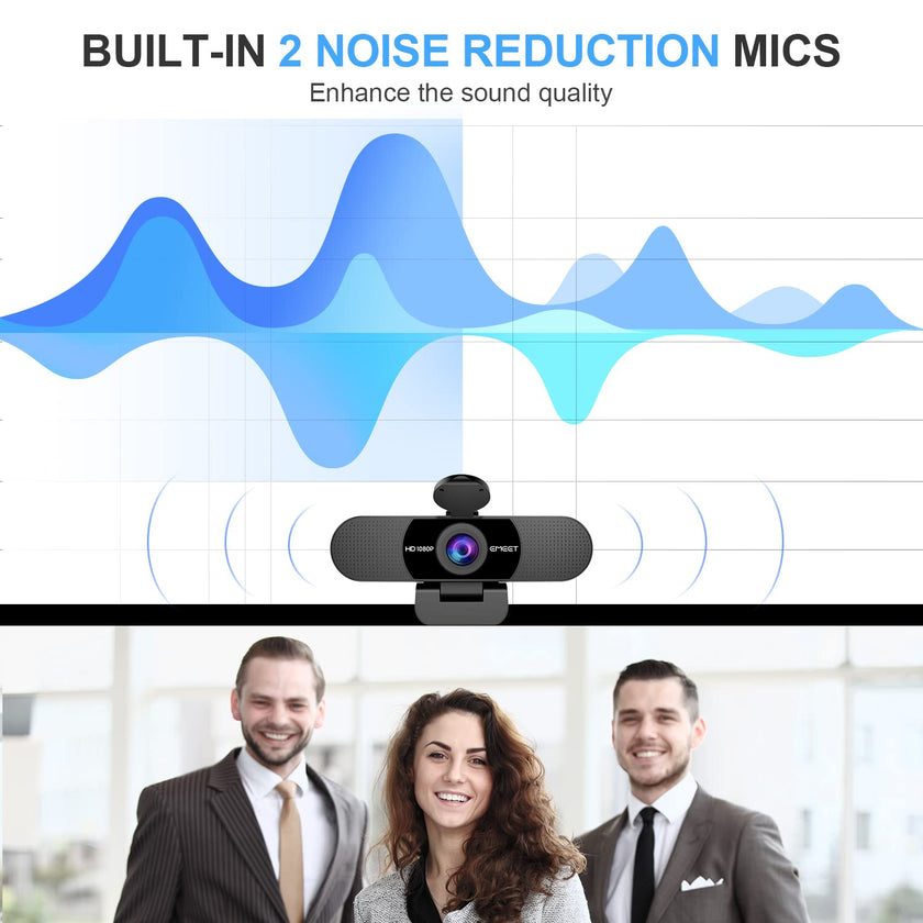 EMEET 1080P Webcam with Microphone, C960 Web Camera, 2 Mics Streaming Webcam, 90°FOV Computer Camera, Plug and Play USB Web Cam for Online Calling/Conferencing, Zoom/Teams/Facetime/YouTube, Laptop/PC 🍁 All In One Marketplace Canada