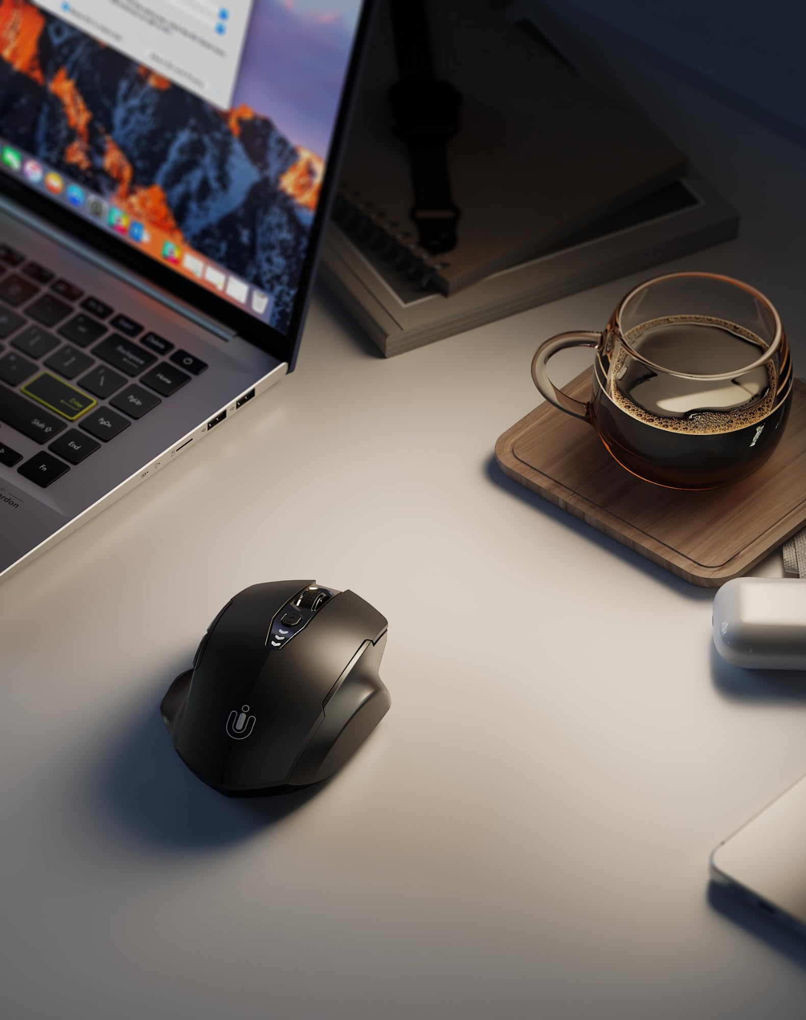 Bluetooth Mouse,[Upgraded] Wireless Mouse Rechargeable,Tri-Mode (BT 5.0/4.0+2.4G Hz),Computer Mouse with Visible Battery Level, 4 Adjustable DPI, Portable PC Mouse for MacBook Chromebook,Black 🍁 All In One Marketplace Canada