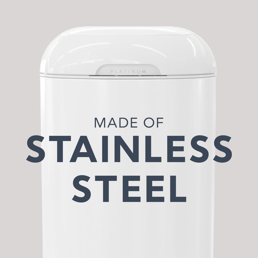 Diaper Genie Platinum Diaper Pail, White - Made in Durable Stainless Steel and Includes 1 Easy Roll Refill with 18 Bags 🍁 All In One Marketplace Canada