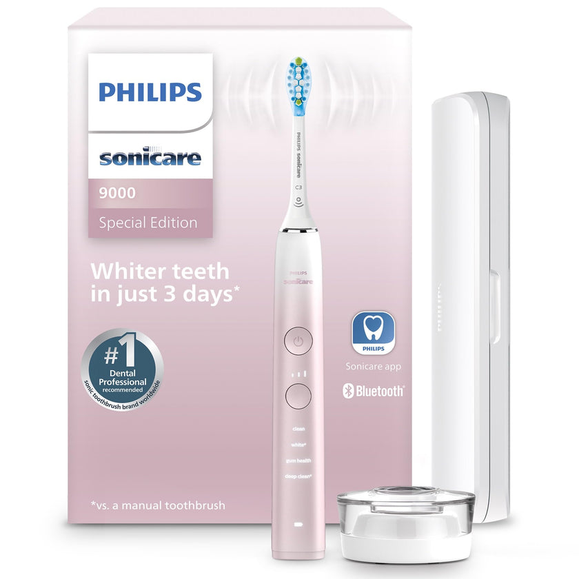 Philips Sonicare DiamondClean 9000 Electric Toothbrush - Sonic Toothbrush with App, Pressure Sensor, 12 Brushing Settings, Brush Head Replacement Reminder, Charging Stand, Travel Case, Pink, HX9911/90 🍁 All In One Marketplace Canada