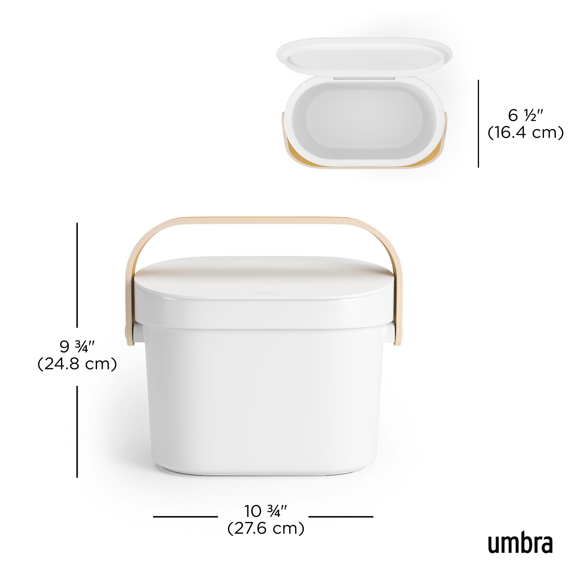 Umbra Bellwood Kitchen Compost Bin – White/Natural, Countertop or Cabinet Mounted, 4L Compost Container with Hidden Bag Retainer, BPA-Free & Dishwasher Safe| Bellwood Collection 🍁 All In One Marketplace Canada