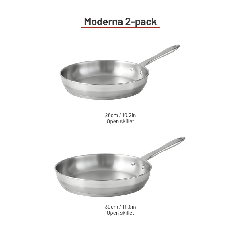 Lagostina Moderna 2 Piece Stainless Steel Pan Set (26cm / 10in and 30cm / 12in), Commercial Capsule Base, Induction Safe Cookware, Dishwasher and Oven Safe up to 400ºF / 204ºF, Silver 🍁 All In One Marketplace Canada