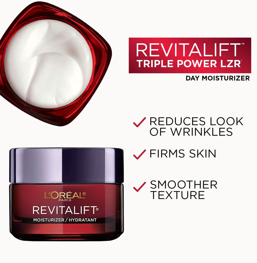 L'Oréal Paris Face Moisturizer, Moisturizer for Face with Pro-Retinol, Vitamin C & Hyaluronic Acid, Retinol Cream Reduces Look of Wrinkles & Firms Skin, Revitalift Triple Power LZR, 50ml 🍁 All In One Marketplace Canada