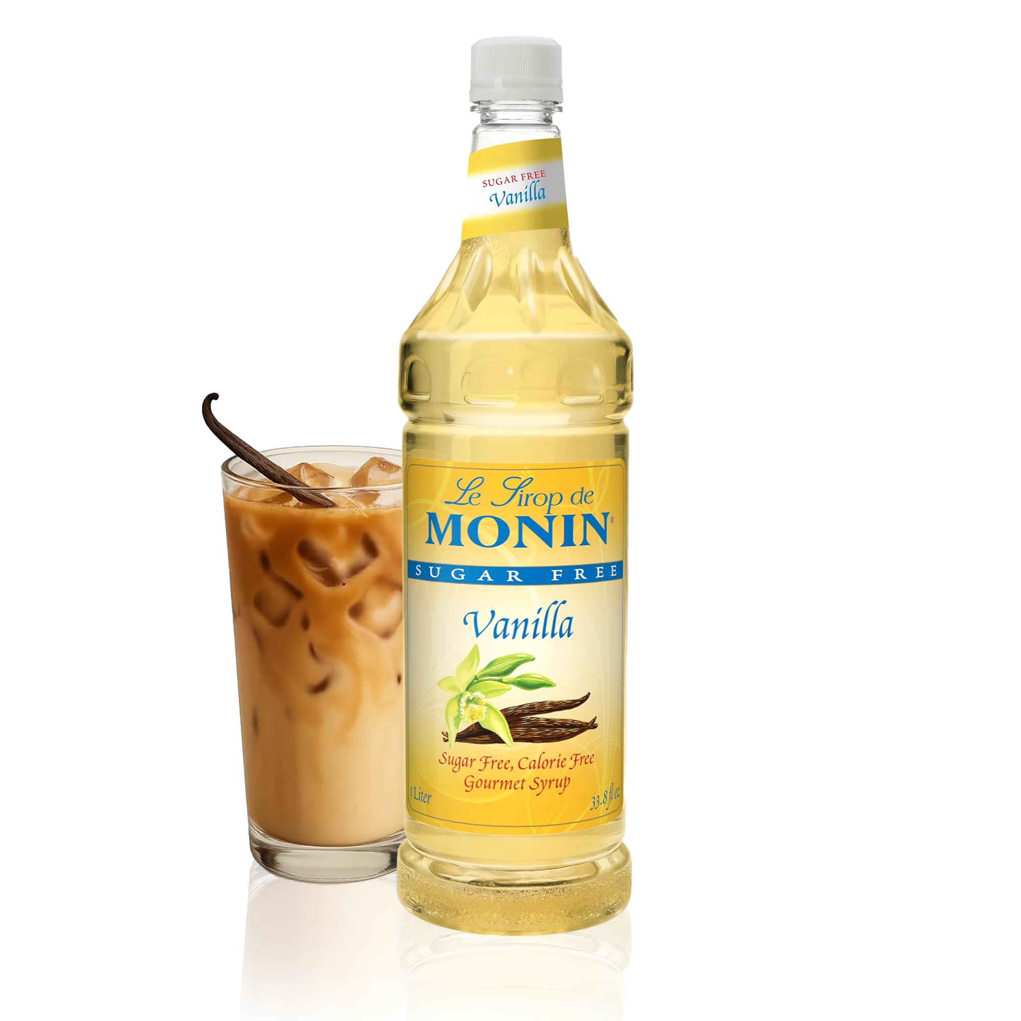 Monin - Sugar Free Vanilla Syrup | Premium Calorie-Free Syrup | Pure & Rare Madagascar Vanilla for Coffee, Lattes & More (BPA-Free Plastic Bottle, 33.8 fl oz) 🍁 All In One Marketplace Canada