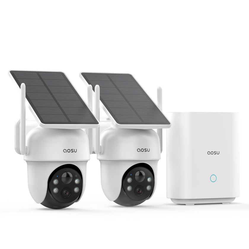 AOSU Security Cameras Outdoor Wireless, 2 Cam-Kit, No Subscription Required, Solar-Powered, Home Security Cameras System with 360° Pan & Tilt, Auto Tracking, 2K Color Night Vision, Easy Setup 🍁 All In One Marketplace Canada