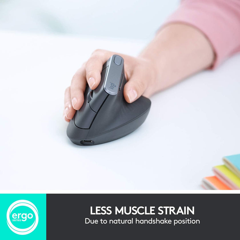 Logitech MX Vertical Wireless Mouse – Ergonomic Design Reduces Muscle Strain, Move Content Between 3 Windows and Apple Computers, Rechargeable, Graphite 🍁 All In One Marketplace Canada