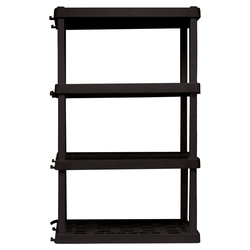 Koolatron Oscar Heavy Duty Plastic Storage Shelves- for Garage, Kitchen, Bathroom Basement, Kids Room, Toys,Stackable 4-Tier Black, Organizer Rack for Books Shoes, Pantry, Cleaning, Made in Canada 🍁 All In One Marketplace Canada