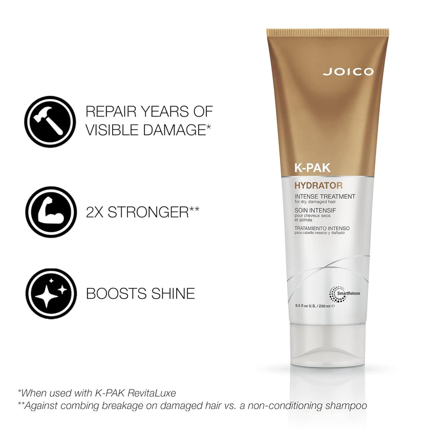 Joico K-PAK Intense Hydrator - Keratin Hair Treatment, Hair Mask for Dry Damaged Hair, Heat Protectant with Rose Hip Oil, Sulfate Free, 250mL 🍁 All In One Marketplace Canada