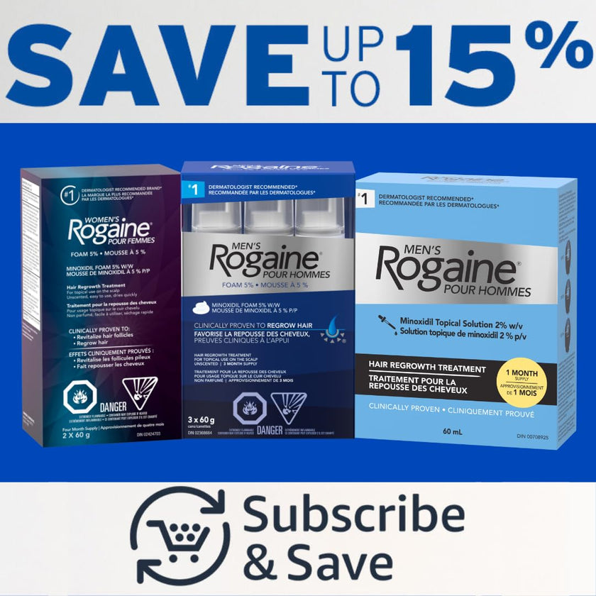 Rogaine Men's Hair Regrowth Treatment with 5% Minoxidil Foam - Clinically Tested for Male Pattern Baldness - 3-Month Supply, Quick-Dry Formula, 3x 60g Canisters 🍁 All In One Marketplace Canada