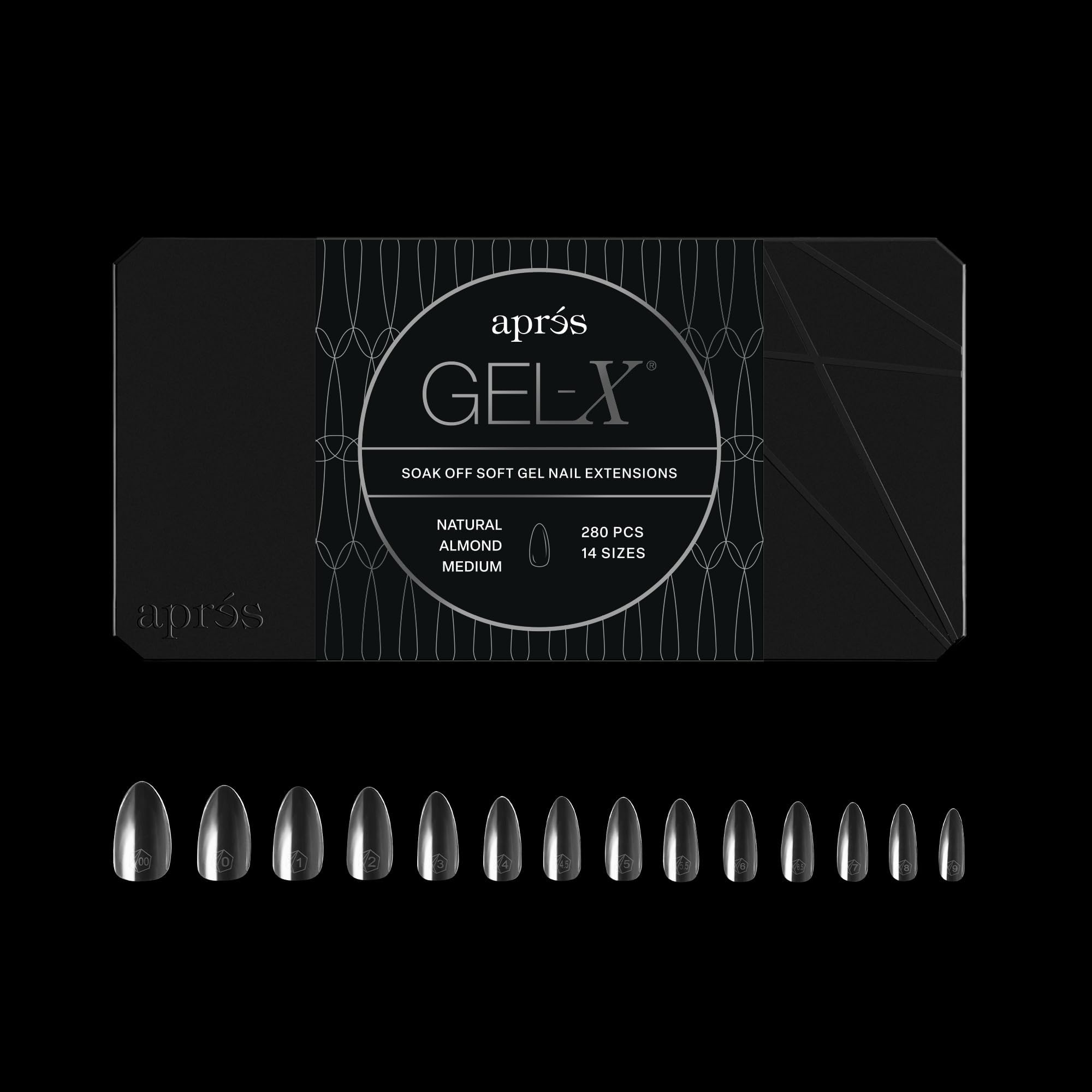 APRÉS Gel-X® Almond Box of Nail Tips | 280 Soft Gel Nail Tips, 14 Sizes 00-9 | Half-sizes Included (Natural Almond Medium, 280 Count) 🍁 All In One Marketplace Canada
