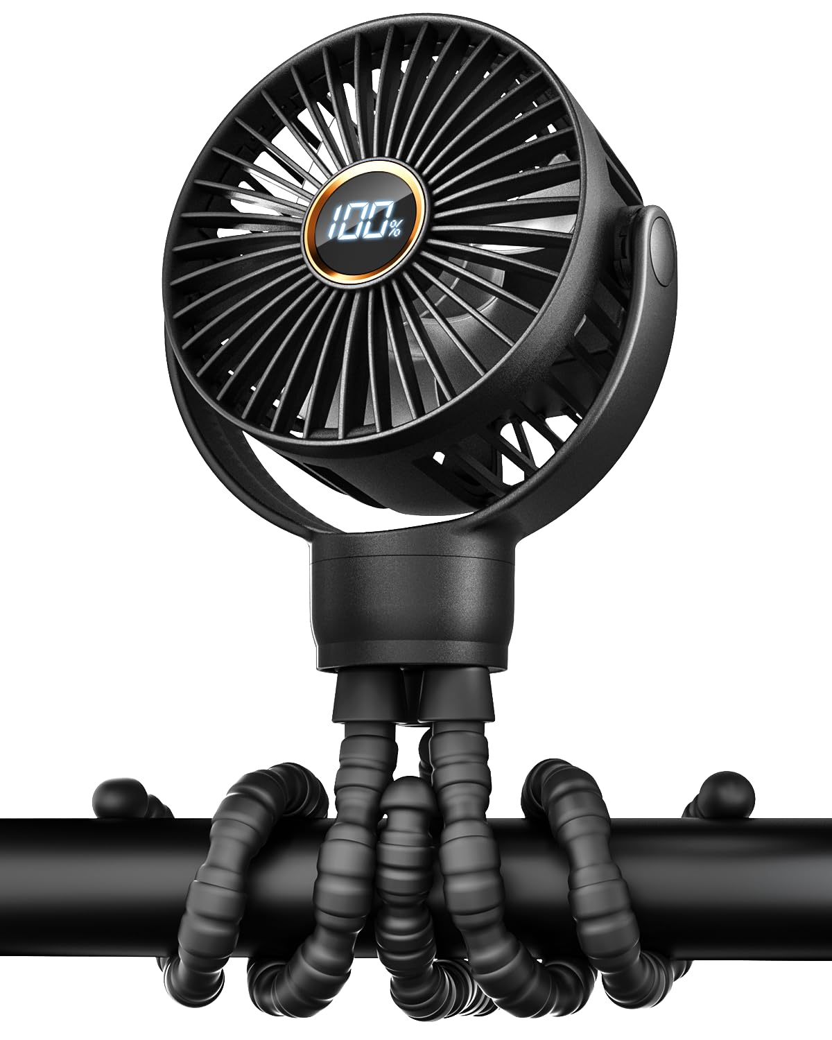 Portable Stroller Fan, Mini Baby Fan Clip on Fan, LED Display, 360° Rotate Flexible Tripod, Rechargeable Small Personal Handheld Fan Cooling Desk Fan for Car Seat Crib Treadmill Travel 🍁 All In One Marketplace Canada