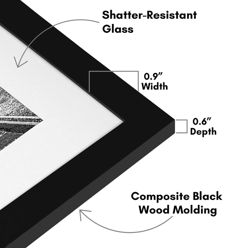 Americanflat 11x14 Picture Frame with Shatter-Resistant Glass - Use as 8x10 Frame with Mat or Display 11x14 Photo Without Mat - Signature Collection - Picture Frames for Wall Display - Black 🍁 All In One Marketplace Canada
