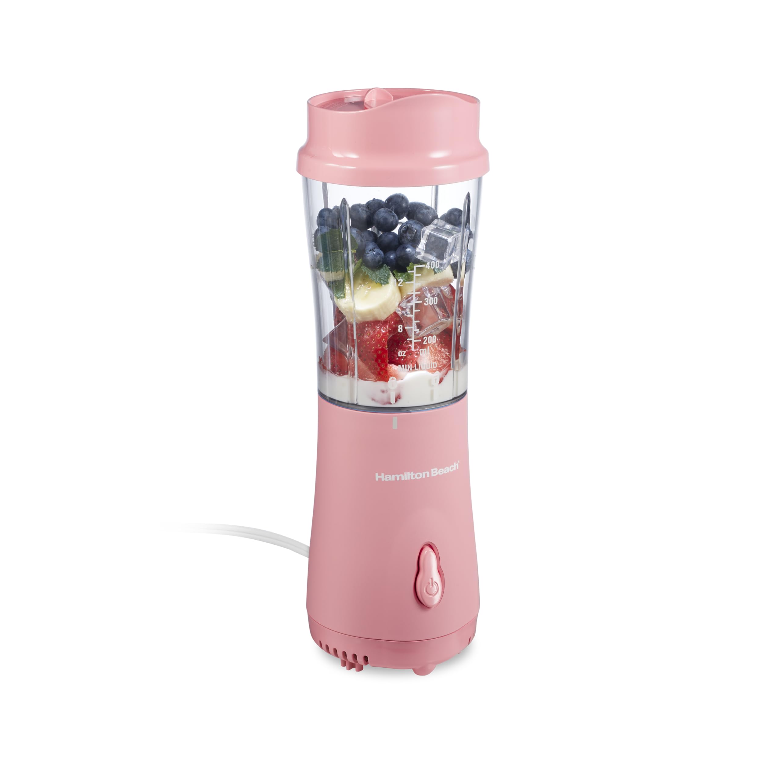 Hamilton Beach Personal Blender for Smoothies & Protein Shakes, Portable Single Serve Blender with Travel Lid, 14 oz BPA-Free Jar, 175W, Compact Countertop Blender Coral, 51171 🍁 All In One Marketplace Canada