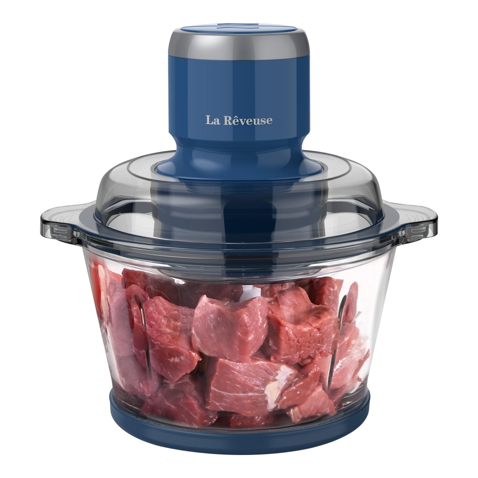 La Reveuse Food Processor,Electric Food Chopper with 7-Cup (1.7L) Glass Bowl, 4 Bi-Level Blades for Chopping,Grinding,Mincing,Whisking,Meal Prep,300W,Blue 🍁 All In One Marketplace Canada