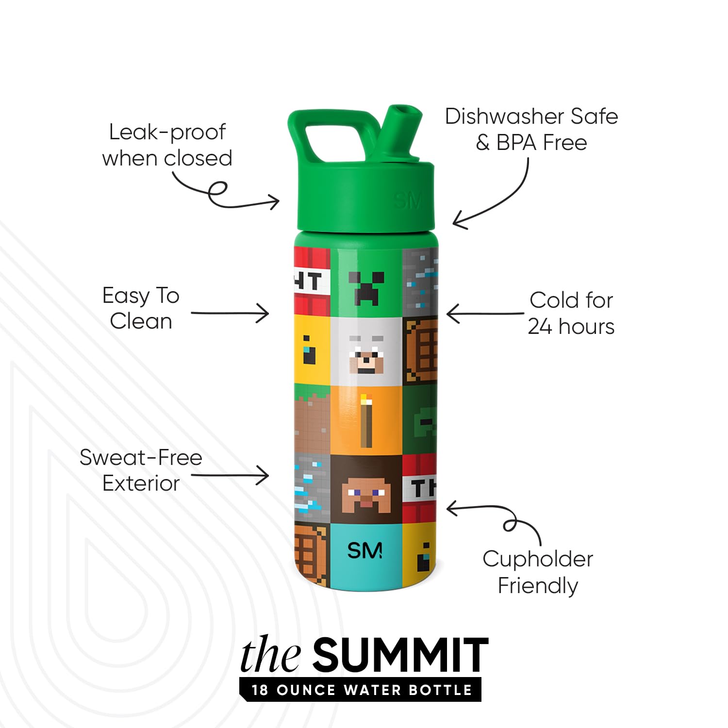 Simple Modern Minecraft Kids Water Bottle & Toddler Cup | 18oz 🍁 All In One Marketplace Canada