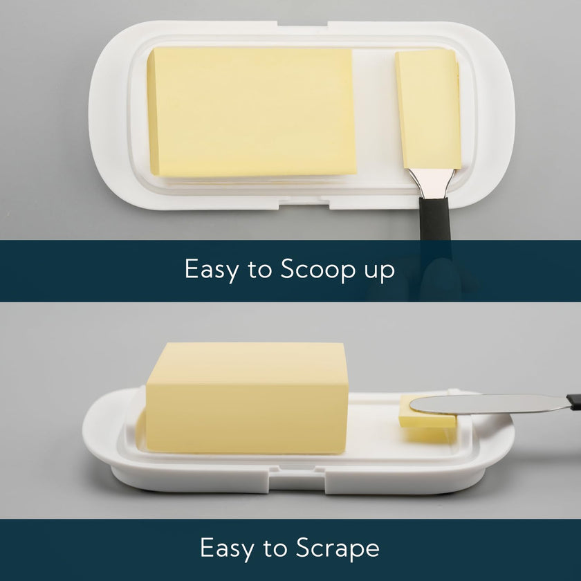 Large One-Handed Butter Dish with Lid for 1 lb Canadian Butter, Airtight Butter Keeper with Lid Fit a Full Pound Block of Butter,Locking Butter Container for Countertop,Cat/Dog Proof(White) 🍁 All In One Marketplace Canada