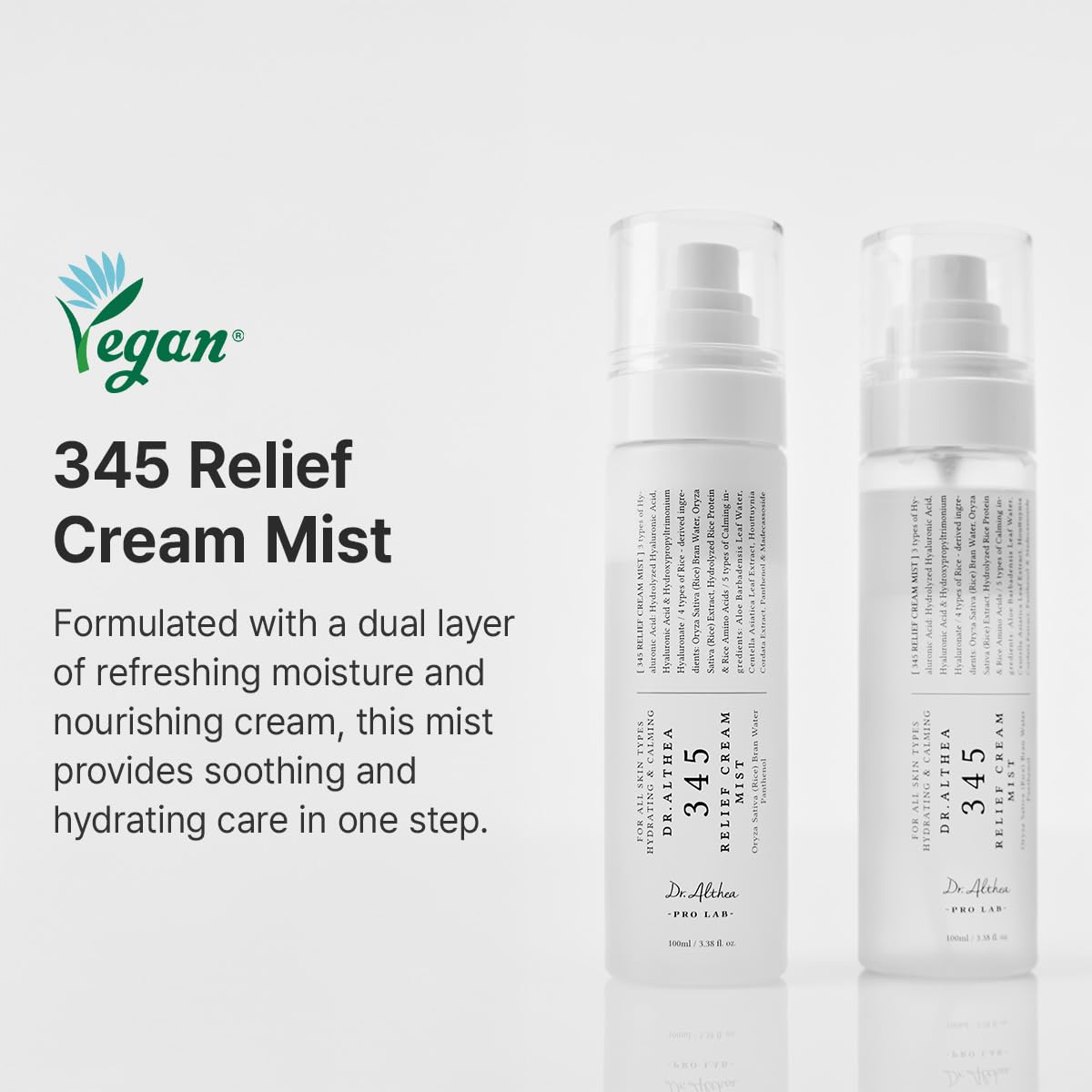 Dr.Althea 345 Relief Cream Mist | Hydrating Facial Mist with Rice Extract | Soothing Care for Sensitive Skin | Vegan Korean Skincare, 100ml 🍁 All In One Marketplace Canada