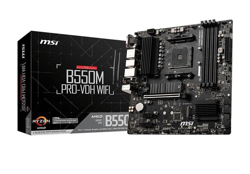 MSI B550M PRO-VDH WiFi ProSeries Motherboard (AMD AM4, DDR4, PCIe 4.0, SATA 6Gb/s, M.2, USB 3.2 Gen 1, AX Wi-Fi 6, D-SUB/HDMI/DP, Micro-ATX) 🍁 All In One Marketplace Canada