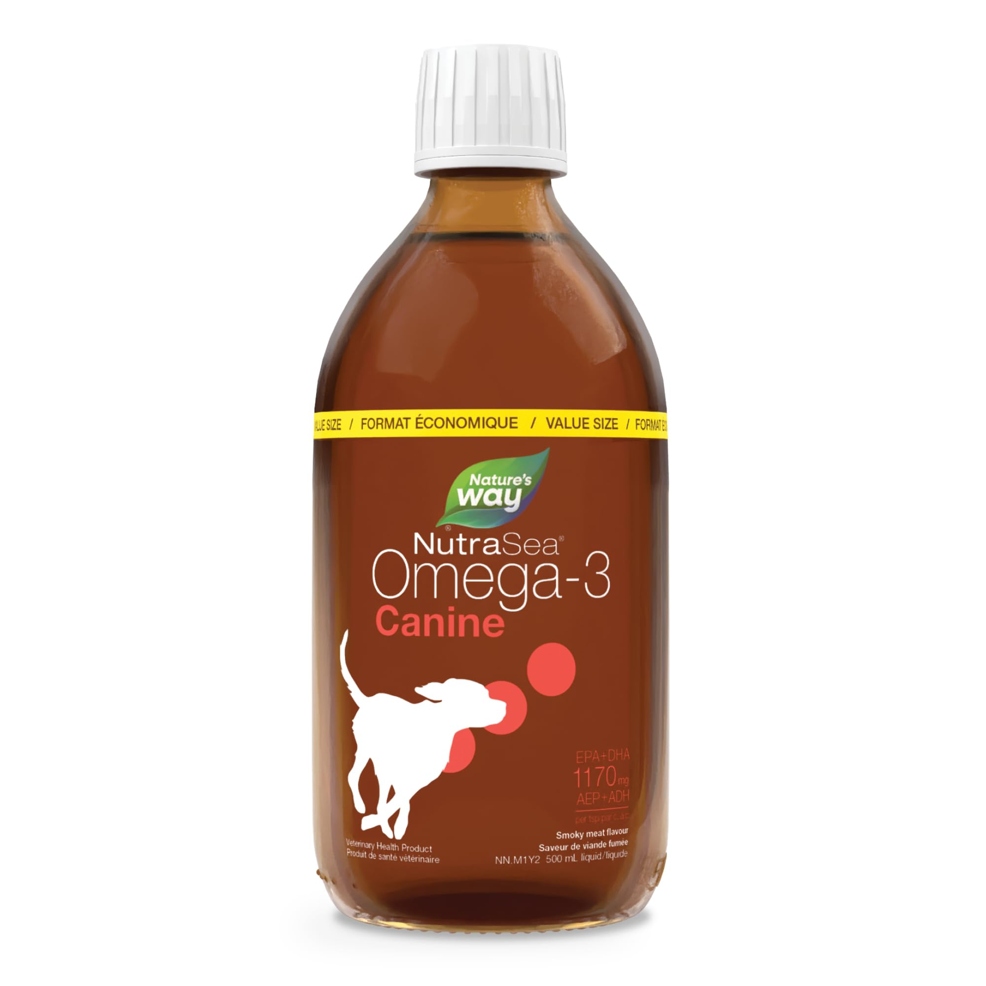 Nature’s Way NutraSea Omega-3 Canine Supplement for Dogs – Helps Support Dogs’ Skin, Coat, Muscles, Joints, Heart & Brain – 1170 mg of EPA + DHA – Smoky Meat Flavour, 500 mL 🍁 All In One Marketplace Canada