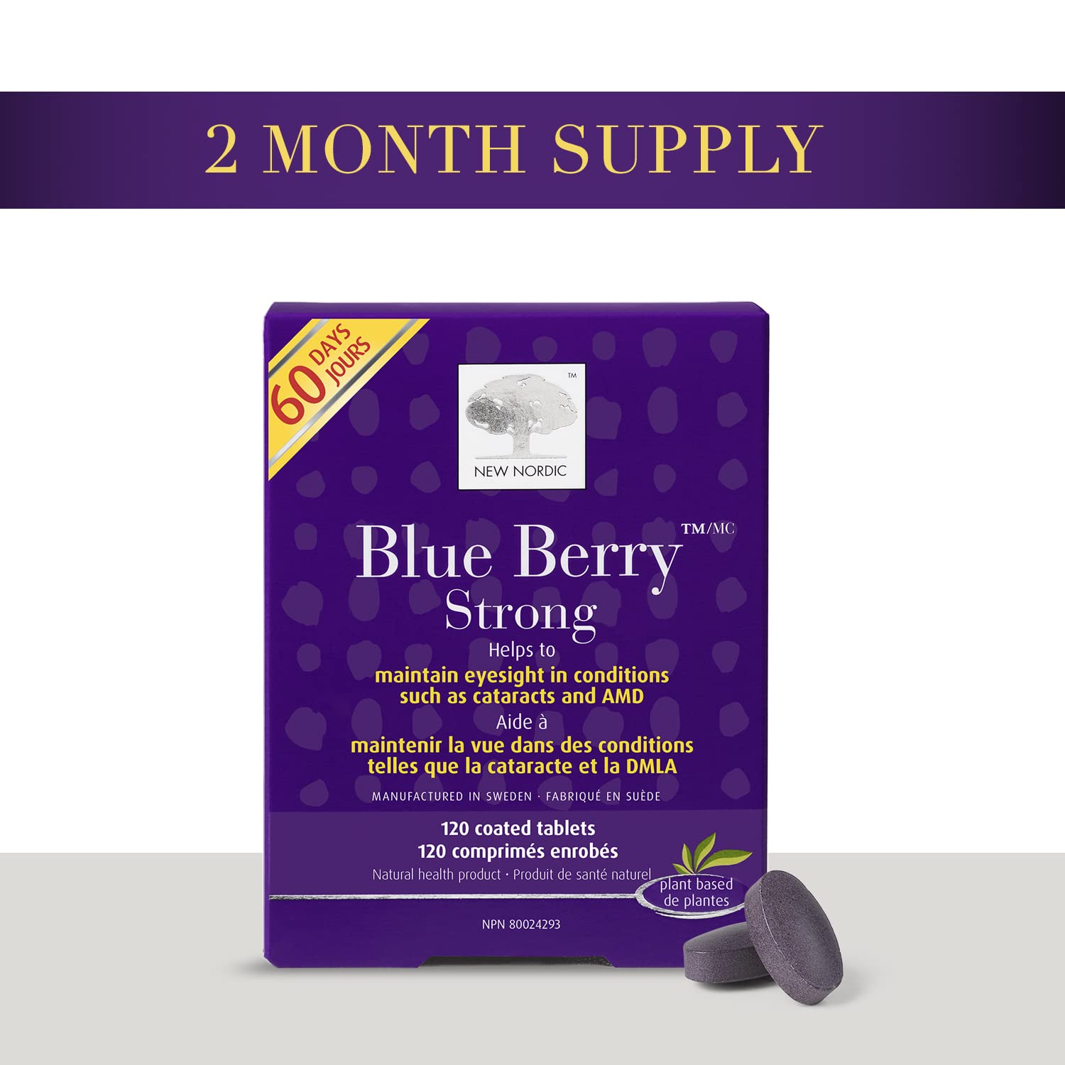 New Nordic Blue Berry Strong 120 Coated Tablets, 60-Day Supply, Vegan Eye Support Supplement with Bilberry & Lutein for Clear Vision & Macular Health 🍁 All In One Marketplace Canada