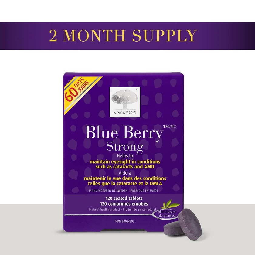 New Nordic Blue Berry Strong 120 Coated Tablets, 60-Day Supply, Vegan Eye Support Supplement with Bilberry & Lutein for Clear Vision & Macular Health 🍁 All In One Marketplace Canada