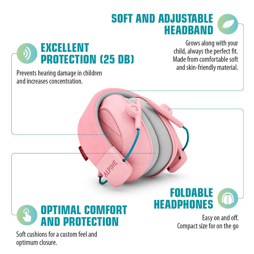 Alpine Muffy - Noise Cancelling Headphones for Kids - CE & ANSI Certified - Earmuffs for Autism - Kids Ear Protection for Sensory & Concentration Aid - Pink 🍁 All In One Marketplace Canada