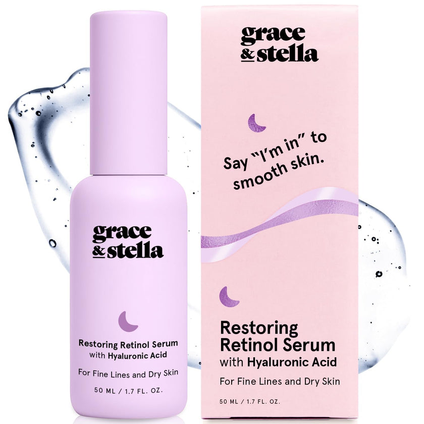 grace & stella 0.2% Retinol Serum for Face (50ml) - Restoring Retinol Serum with Hyaluronic Acid to Reduce Fine Lines, Wrinkles, Texture, Uneven Skin Tone - Anti-Aging, Hydrating, Vegan Skincare 🍁 All In One Marketplace Canada
