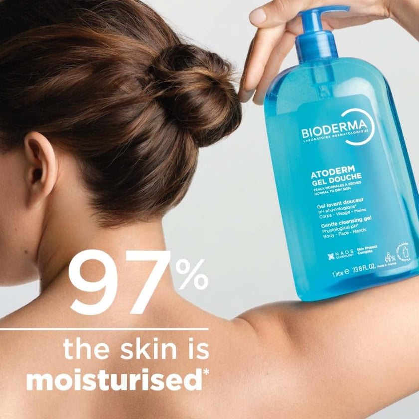 Bioderma Atoderm Hydrating Shower Gel, Moisturizing Face and Body Cleanser, Body Wash for Normal to Dry Sensitive Skin, 1L 🍁 All In One Marketplace Canada