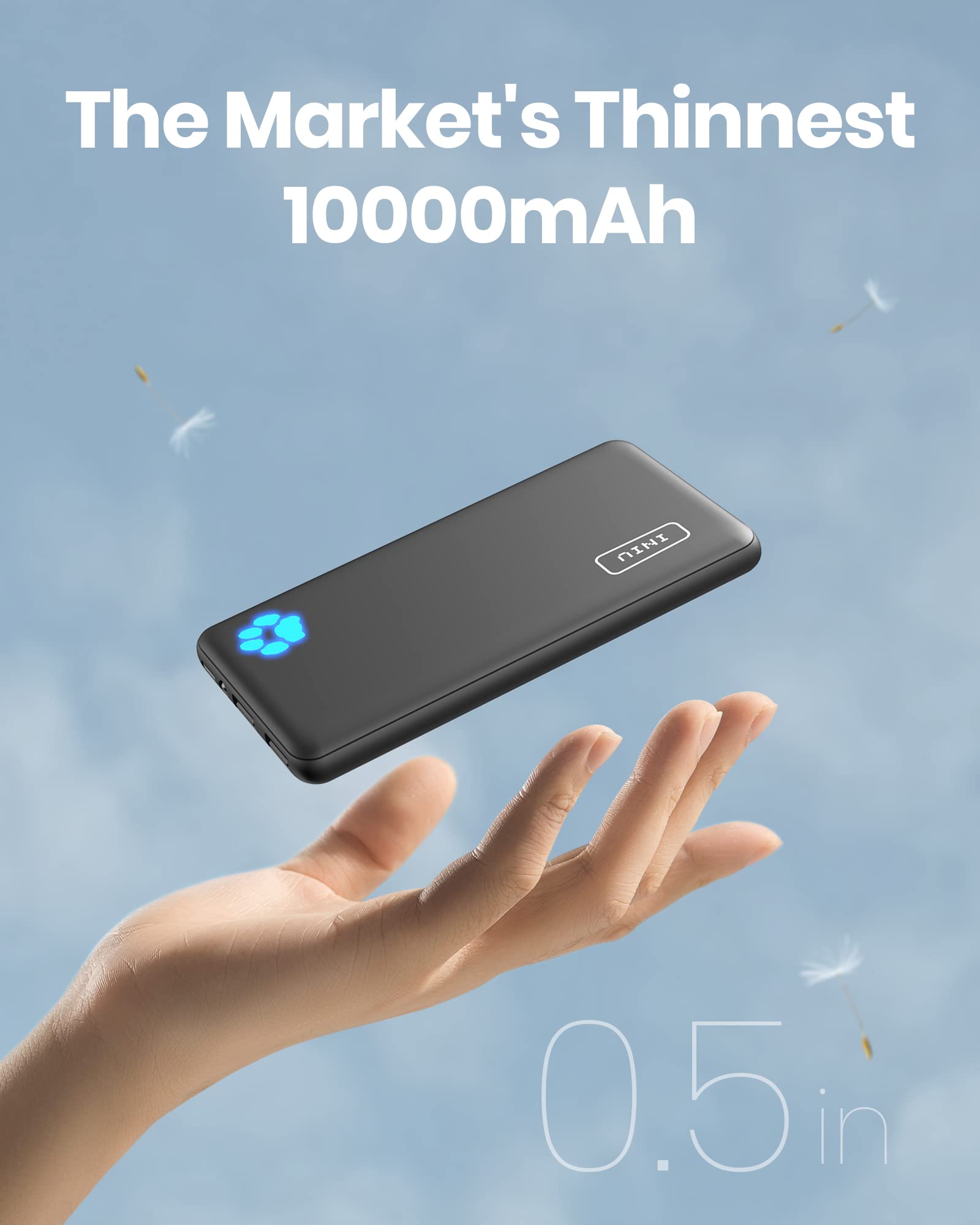 INIU Power Bank, Slimmest 10000mAh Portable Charger, Triple 3A High-Speed Charge External Battery Pack with Flashlight, USB C Phone Charger for iPhone 17 16 15 14 13 Samsung S22 Google LG iPad etc 🍁 All In One Marketplace Canada