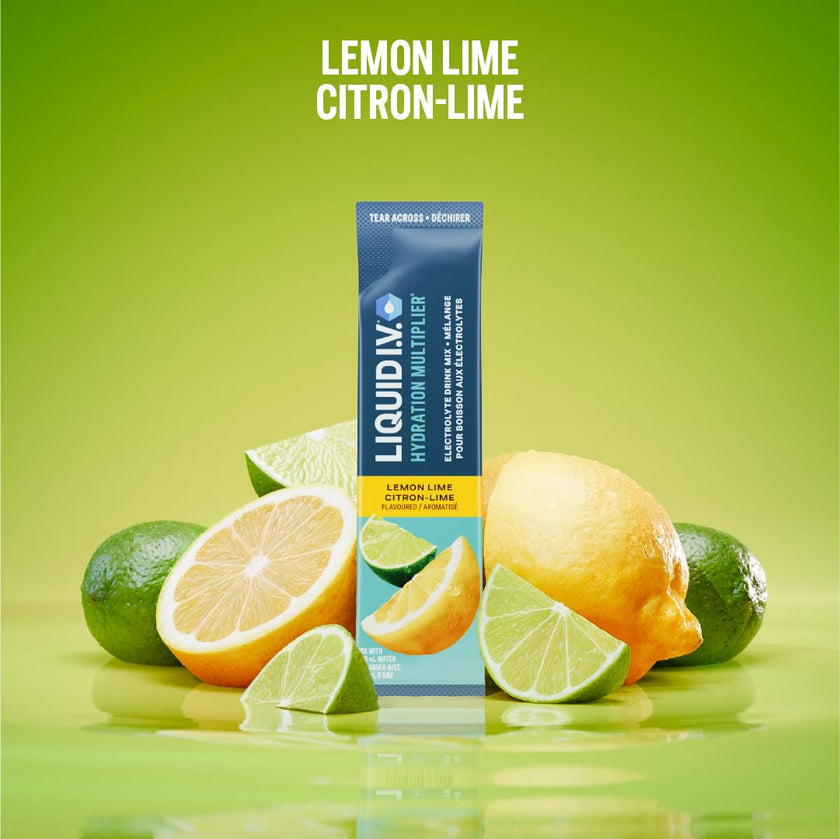 Liquid I.V. Hydration Multiplier Electrolyte Drink Mix - Enhanced Hydration Electrolyte Powder with Vitamins B3, B5, B6, B12 and C -18x On-the-go Sticks for Workout and Travel - Lemon Lime 🍁 All In One Marketplace Canada