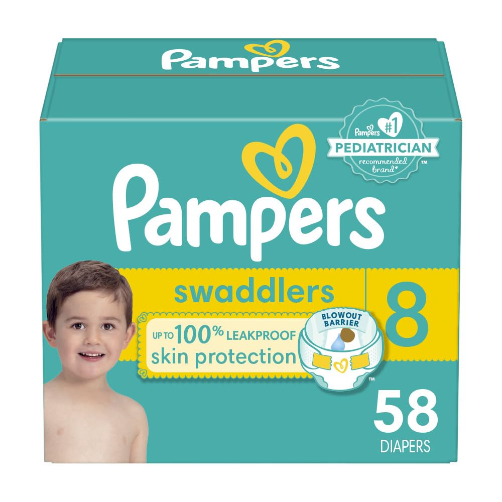 Pampers Swaddlers Diapers, Size S8, Absorbent, Keeps Baby Dry and Comfortable, Skin Safe Disposable Baby Diaper, 1 Pack (Count of 58) 🍁 All In One Marketplace Canada
