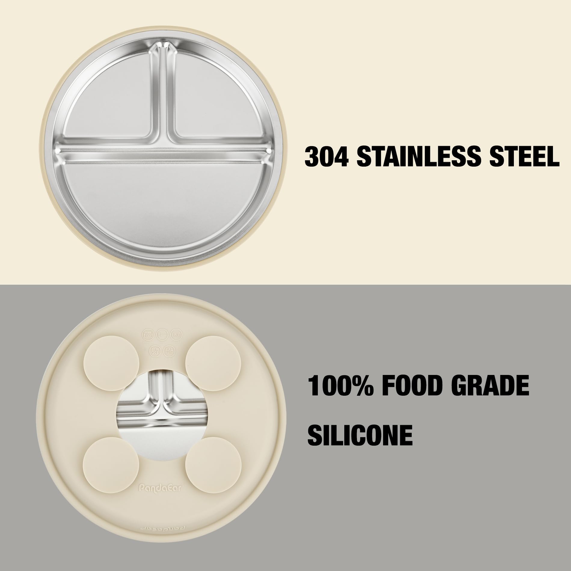 PandaEar 3 Pack Stainless Steel Baby Plates with Suction, Divided Toddler Plate for Baby Led Weaning Supplies, Non-Slip Suction Plates Baby Feeding Set, Dishwasher Safe (Blue/Green/Brown) 🍁 All In One Marketplace Canada