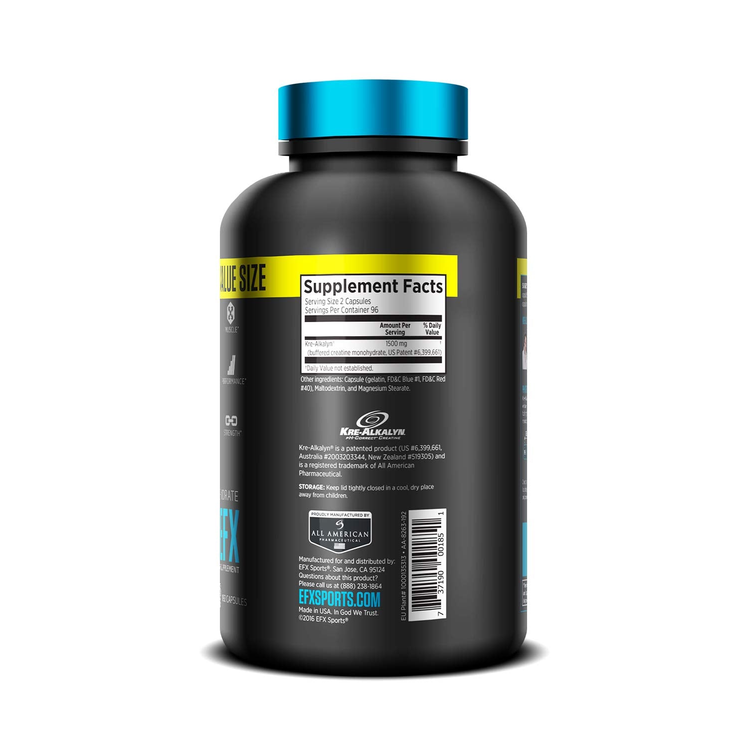 EFX Sports Kre-Alkalyn | PH-Correct Creatine Monohydrate | Multi-Patented Formula, Gain Strength, Build Muscle & Enhance Performance I No Bloating, No Water Retention - 192 Capsules 🍁 All In One Marketplace Canada