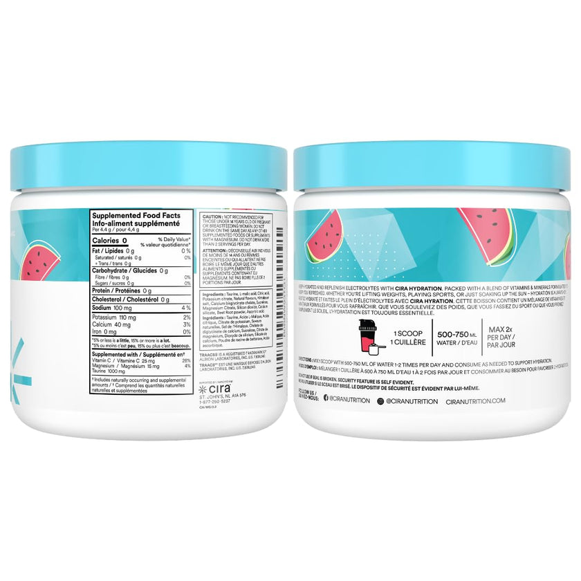 Cira Hydration Electrolytes Powder - Daily Electrolyte Powder, Sugar Free w/Himalayan Salt, Magnesium, & Potassium, Hydration Powder for Dehydration Relief & Recovery - Watermelon Sugar, 45 Servings 🍁 All In One Marketplace Canada