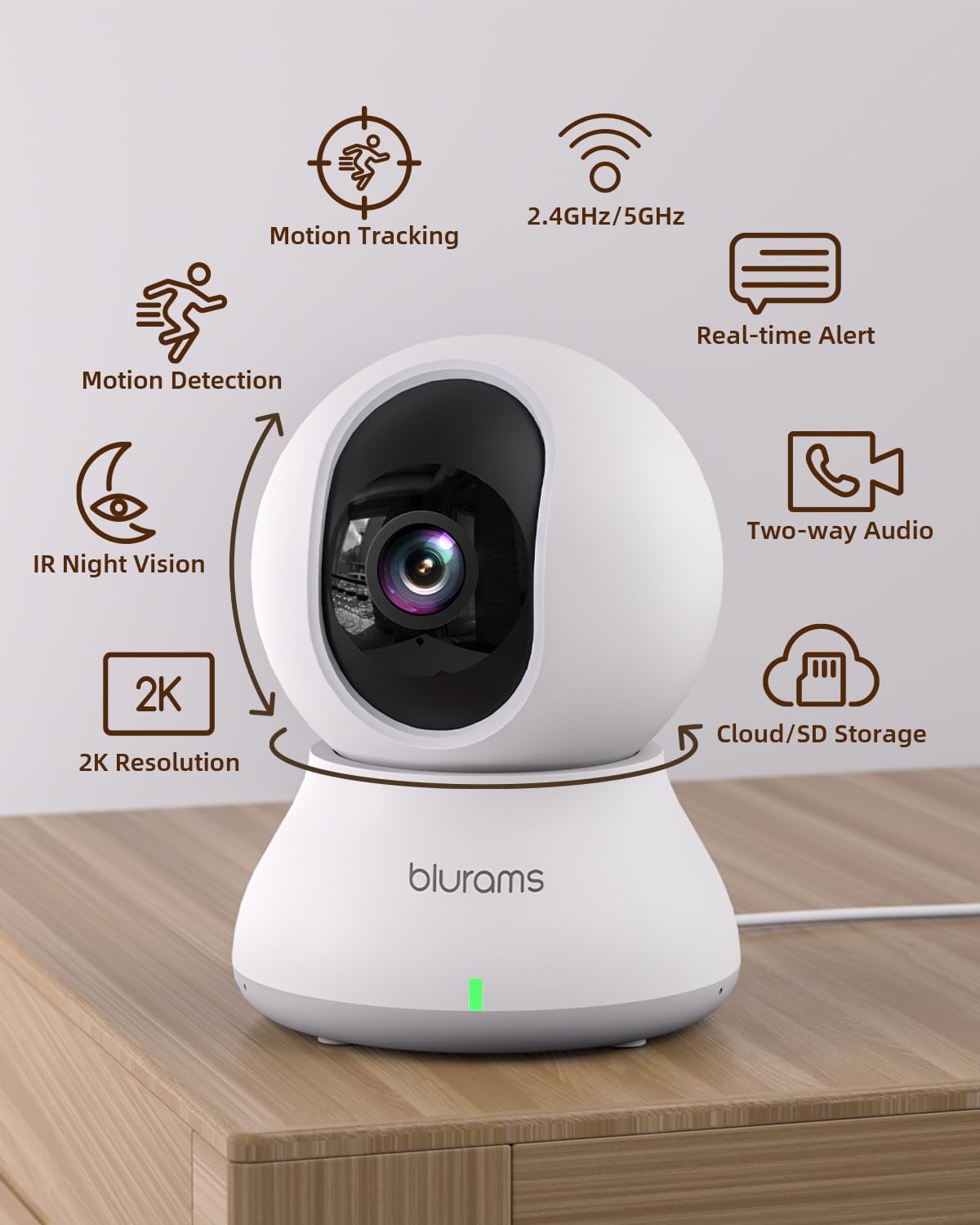 blurams Security Camera, 2K Indoor Camera 360-degree Pet Camera for Home Security w/ Motion Tracking, Phone App, 2-Way Audio, IR Night Vision, Siren, Works with Alexa & Google Assistant,White 🍁 All In One Marketplace Canada