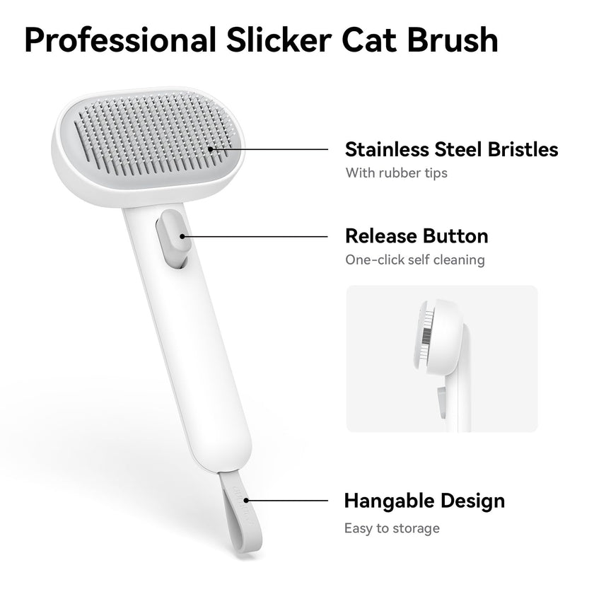 aumuca Cat Brush Dog Brush for Shedding, Cat Brushes for Long or Short Haired Cats, Dog Hair Brush Cat Grooming Brush Cat Comb Cat Deshedding Brush Easily Removes Mats, Tangles, and Loose Fur, White 🍁 All In One Marketplace Canada