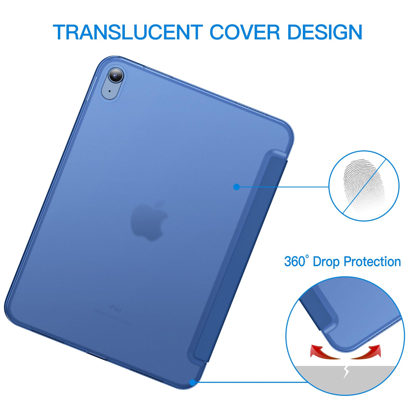 JETech Case for iPad (A16) 11th Generation 11 Inch 2025 / iPad 10th Generation 10.9 Inch 2022, Slim Smart Cover with Hard PC Translucent Back, Supports Touch ID, Auto Wake/Sleep (Navy Blue) 🍁 All In One Marketplace Canada