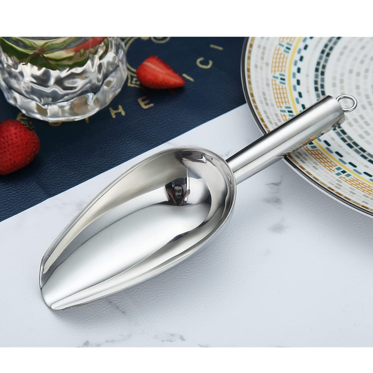 Berglander Stainless Steel Ice Scoop 6 OZ, Multipurpose Scoop for Ice Maker, Candy, Kitchen, Bar, Party, Wedding, Pet, Animal, Dog Food, Beach Shovel (Silver) 🍁 All In One Marketplace Canada