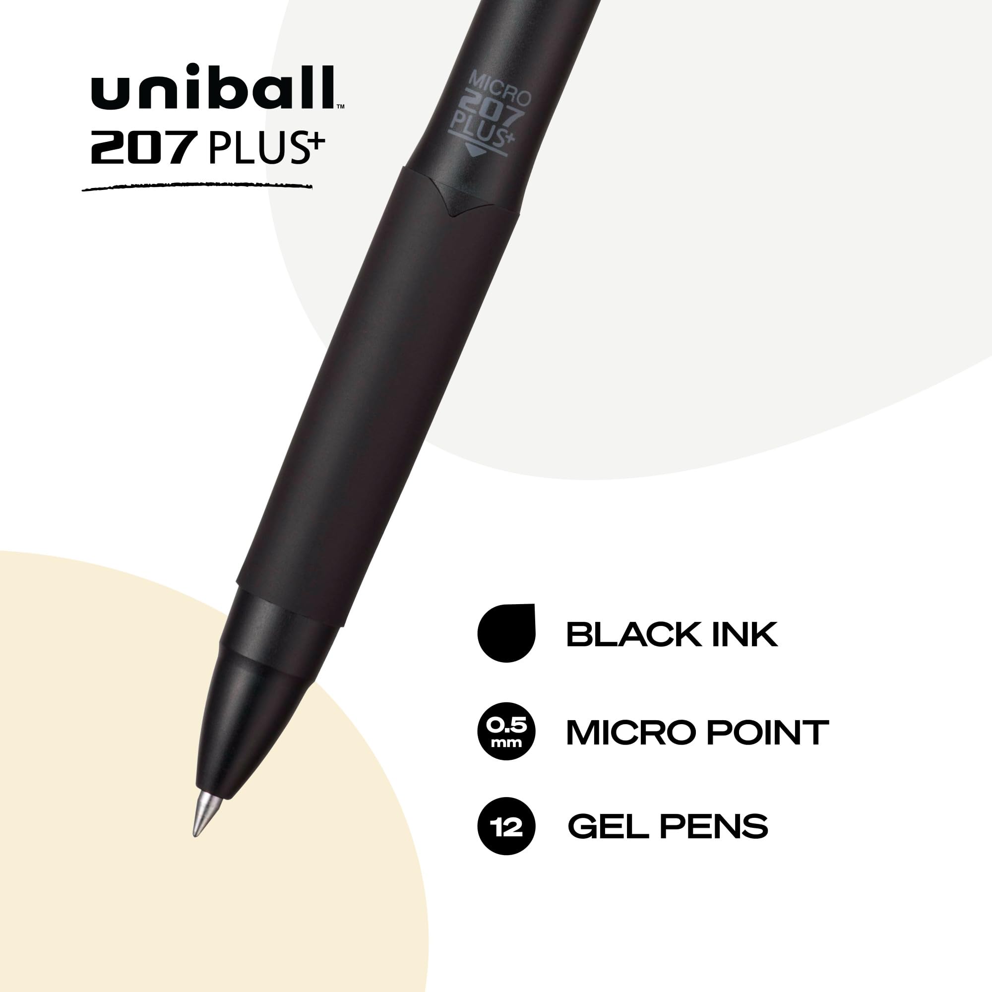 Uniball 207 Plus+ Retractable Gel Pens, Micro Point (0.5mm), Black, 12 Pack 🍁 All In One Marketplace Canada