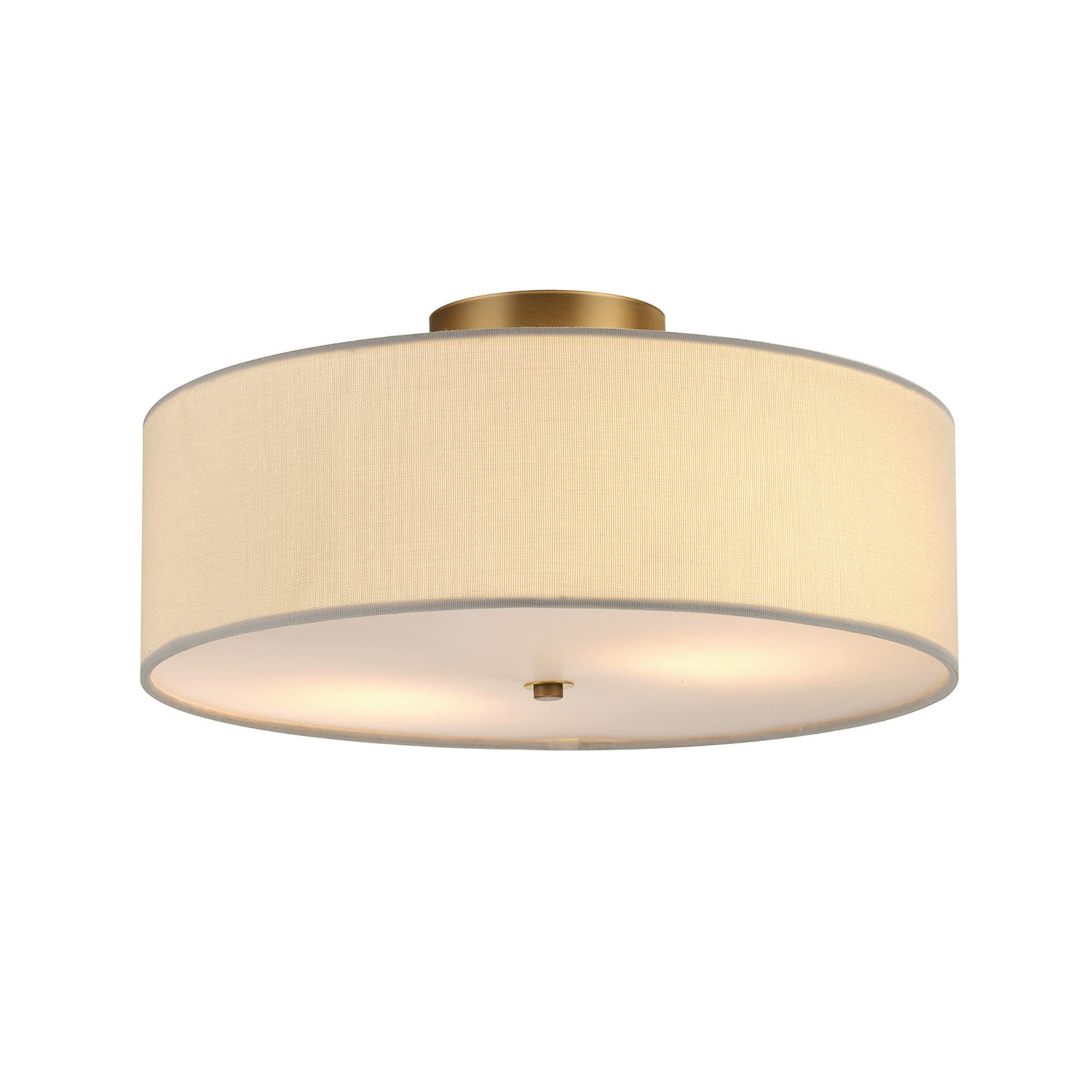 Globe Electric 60998 Kyle 2-Light Flush Mount Ceiling Light, Matte Brass, White Linen Shade 🍁 All In One Marketplace Canada