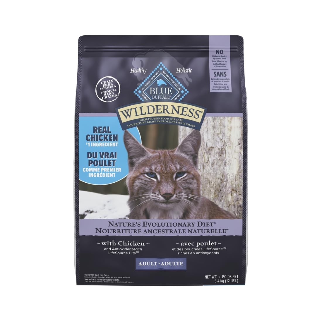 Blue Buffalo Wilderness with Chicken Natural High-Protein Grain-Free Dry Food for Adult Cats, Real Chicken First, Antioxidant-Rich LifeSource Bits Support Immunity, Promotes Strong Muscles, 12 lbs. 🍁 All In One Marketplace Canada