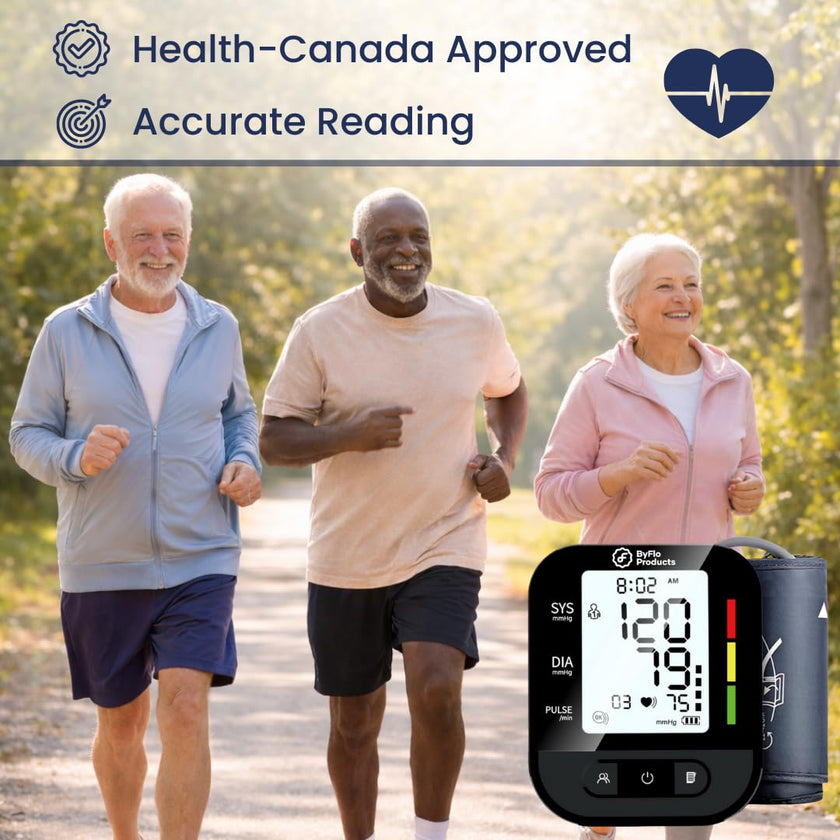 ByFloProducts Blood Pressure Monitor for Home Use – Digital Heart Rate Monitor with Backlit LCD Screen, Includes Blood Pressure Cuff, 4 AAA Batteries, Perfect Automatic Blood Pressure Machine (Black with Backlight) 🍁 All In One Marketplace Canada