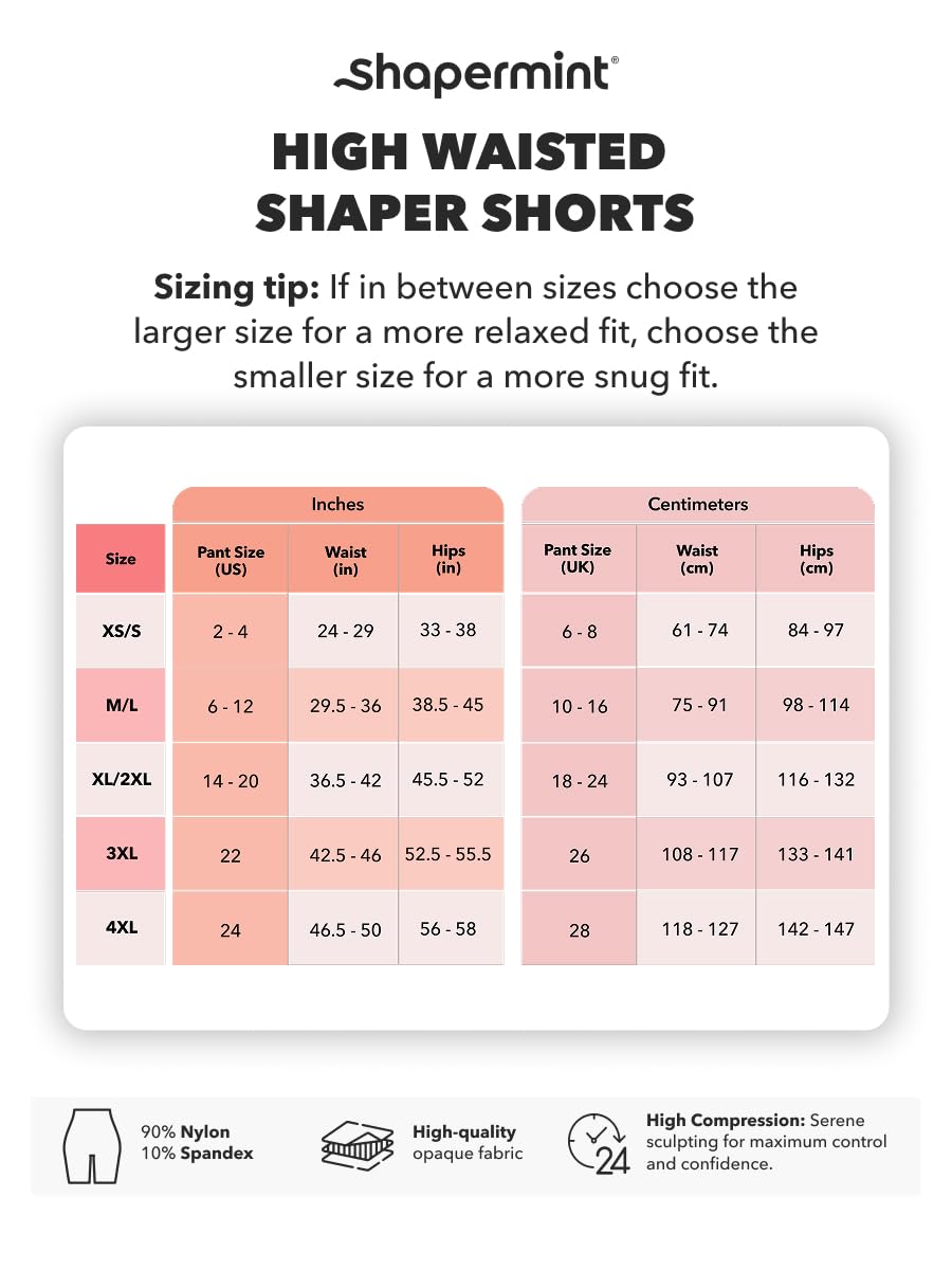 Shapermint High Waisted Body Shaper Shorts - Shapewear for Women Tummy Control Small to Plus-Size Nude Small 🍁 All In One Marketplace Canada