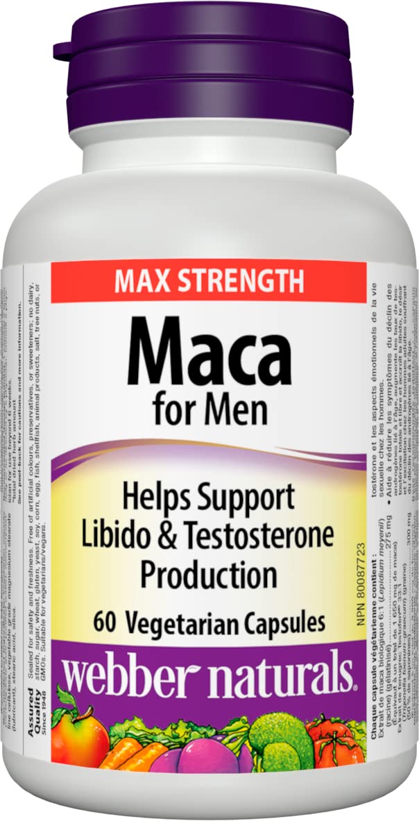 Webber Naturals Maca for Men, 60 Capsules, Contains Organic Maca & Testofen Fenugreek, Men's Health Support, Vegan 🍁 All In One Marketplace Canada
