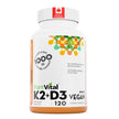 PlantVital High-Potency Vegan Vitamin D3 + K2 -Made in Canada - (1000IU /25 mcg + 120 mcg) for Bones, Teeth and Immune System - Patented MK7 Form - K2 D3 vitamin - 4 Months Supply - 120 Capsules. 🍁 All In One Marketplace Canada