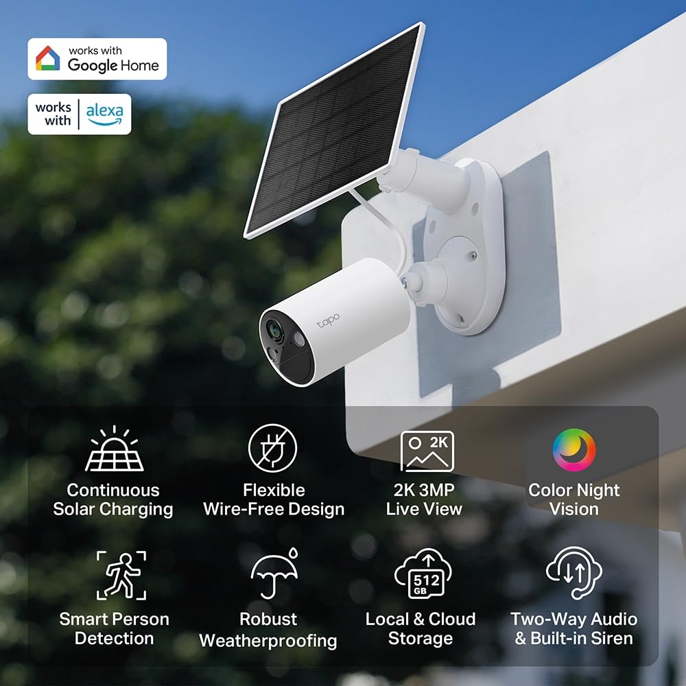 TP-Link Tapo Solar-Powered Security Camera Kit, 2K Wireless Battery Camera w/Solar Panel Base, Smart Person Detection, SD/Cloud Storage, Spotlight Color Night Vision, No Hub Needed (Tapo C410 KIT) 🍁 All In One Marketplace Canada