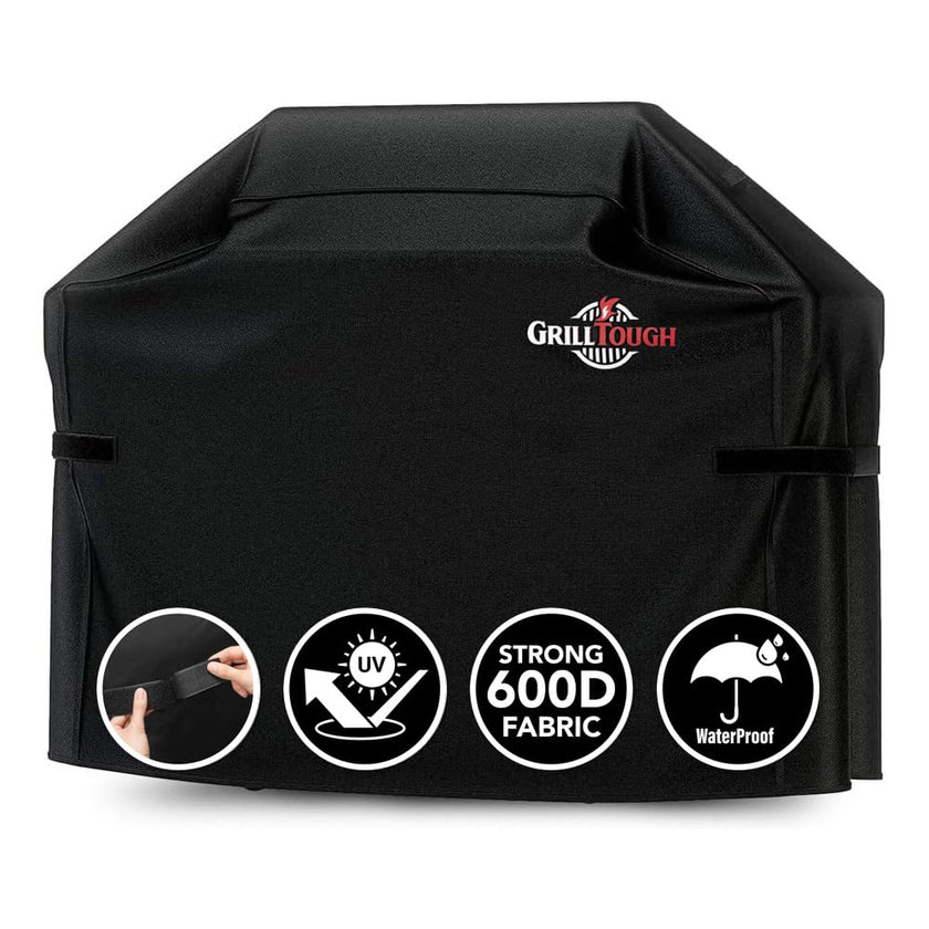 GrillTough Heavy Duty BBQ Grill Cover for Outdoor Grill, 58 Inch – Waterproof, Weather Resistant, UV & Fade Resistant with Fastening Straps – Gas Grill Cover for Weber, Genesis, Charbroil, etc. Black 🍁 All In One Marketplace Canada