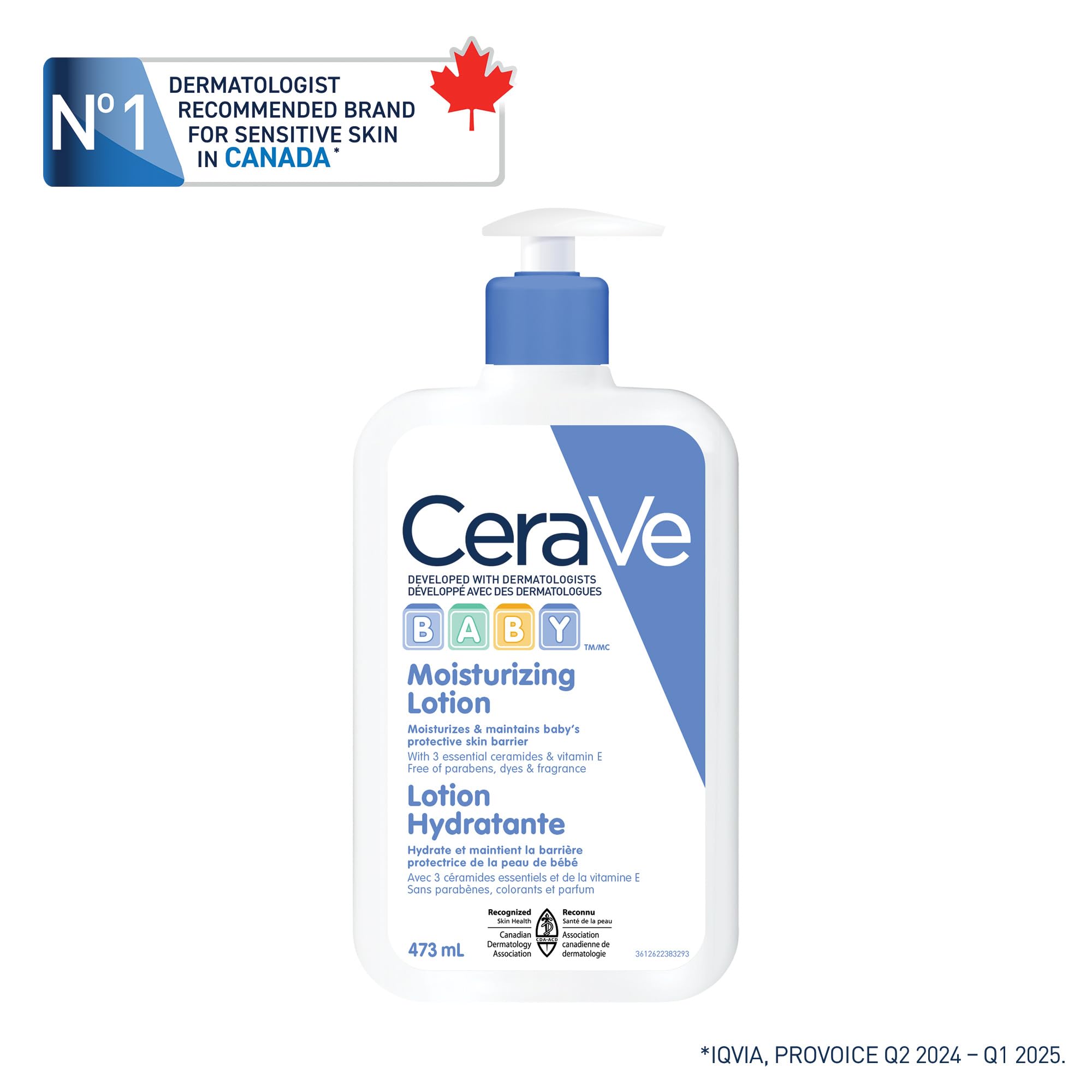 CeraVe BABY Moisturizing Lotion, Gentle Skin Care for Face & Body with Ceramides, Hyaluronic Acid, Niacinamide & Vitamin E. Fragrance-Free, Paraben-Free, Dye-free. Sensitive skin, non-greasy, 473ML 🍁 All In One Marketplace Canada