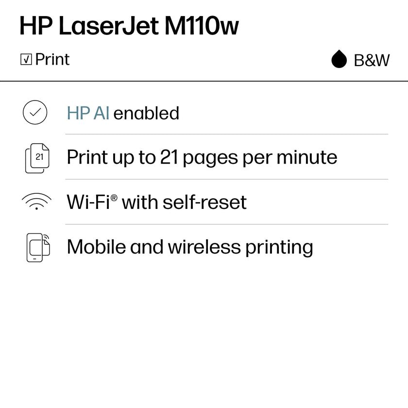 HP LaserJet M110w Wireless Black & White Printer 🍁 All In One Marketplace Canada