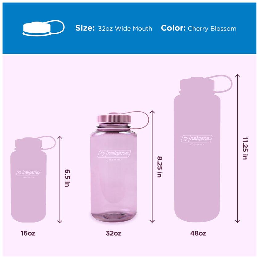 Nalgene 32 oz Wide Mouth Water Bottle BPA-Free, Durable & Leak Proof, Lightweight Bottle for Hiking & Gym, Work & Travel, Cherry Blossom 🍁 All In One Marketplace Canada